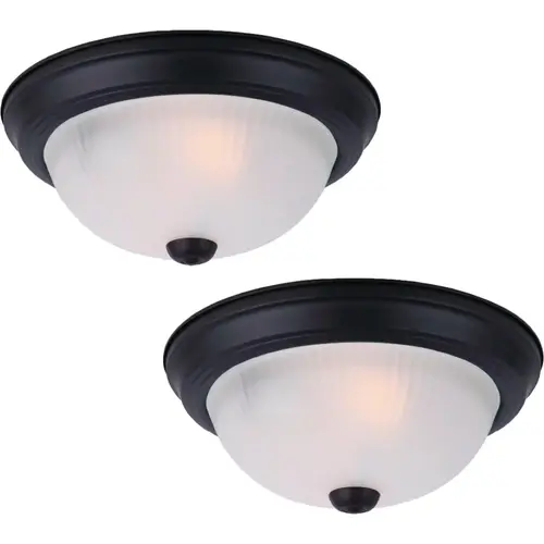 11 In. Black Flush Mount Fixture with Frosted Glass (2-Pack) 11 In. Black Flush Mount Fixture with Frosted Glass (2-Pack)