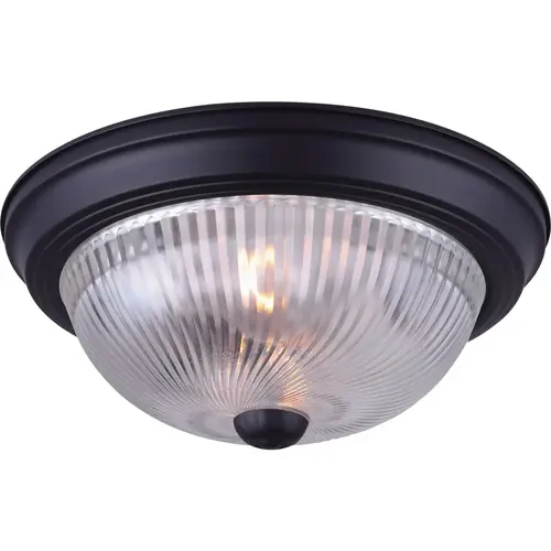 13 In. Black Flush Mount Fixture with Clear Glass 13 In. Black Flush Mount Fixture with Clear Glass