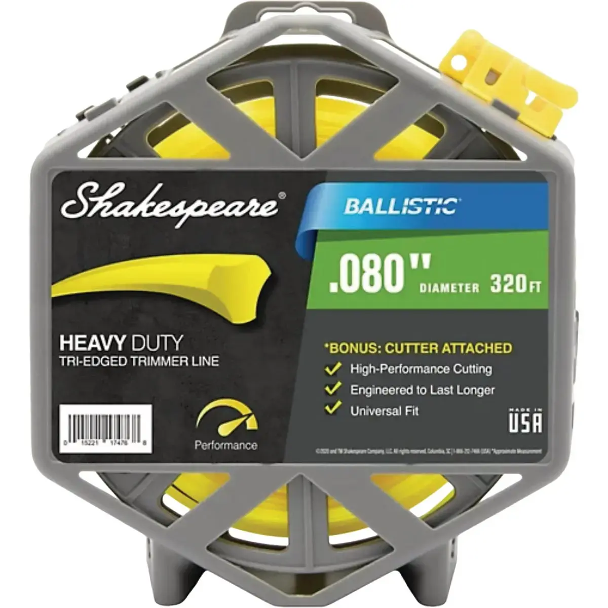 Shakespeare Ballistic 0.080 In. x 320 Ft. Tri-Edged Trimmer Line with Cutter Yellow 17476