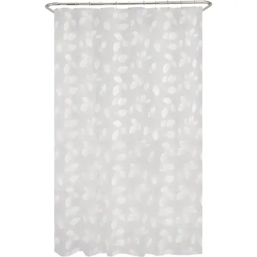 70 In. x 72 In. Just Leaves White Waterproof PEVA Shower Curtain 70 In. x 72 In. Just Leaves White Waterproof PEVA Shower Curtain