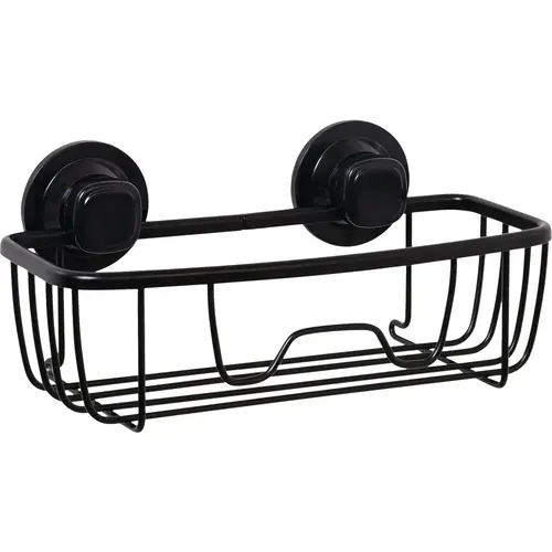 Rustproof Matte Black Power Grip Pro Adhesive/Suction Shower Storage Basket Rustproof Matte Black Power Grip Pro Adhesive/Suction Shower Storage Basket