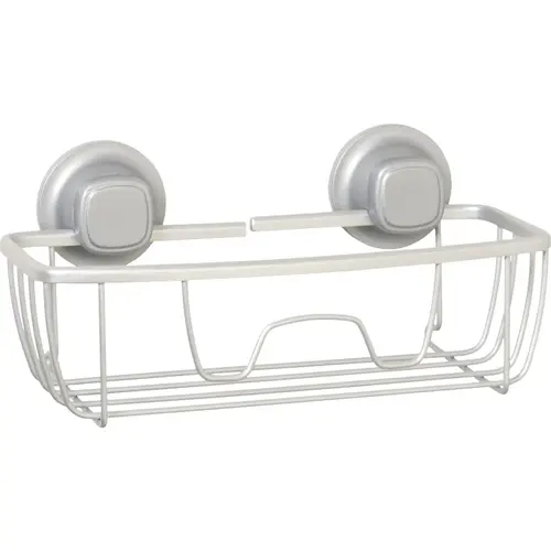 Rustproof Satin Chrome Power Grip Pro Adhesive/Suction Storage Basket Matte Silver Rustproof Satin Chrome Power Grip Pro Adhesive/Suction Storage Basket Matte Silver