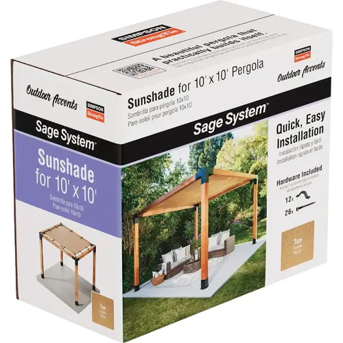 Outdoor Accents Sage System Sunshade for 10 Ft. x 10 Ft. Pergola, Tan Outdoor Accents Sage System Sunshade for 10 Ft. x 10 Ft. Pergola, Tan