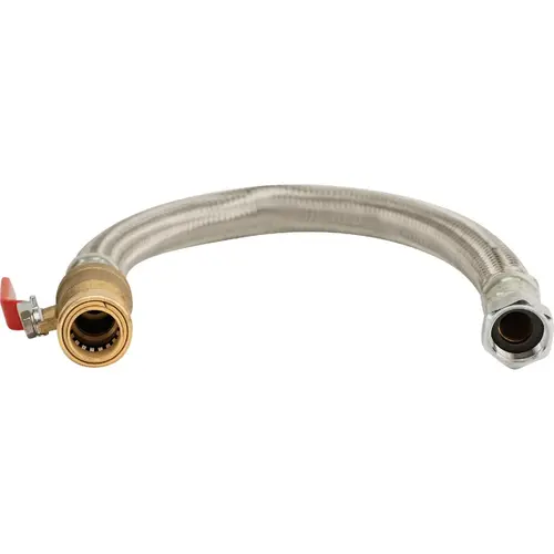 3/4 In. Push-to-Connect Ball Valve x 3/4 In. FIP x 18 In. Full Port Braided Stainless Steel Water Heater Connector Hose 3/4 In. Push-to-Connect Ball Valve x 3/4 In. FIP x 18 In. Full Port Braided Stainless Steel Water Heater Connector Hose