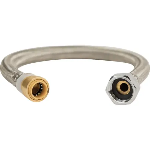1/2 In. Push-to-Connect x 3/4 In. FIP x 18 In. Braided Stainless Steel Water Heater Connector Hose 1/2 In. Push-to-Connect x 3/4 In. FIP x 18 In. Braided Stainless Steel Water Heater Connector Hose
