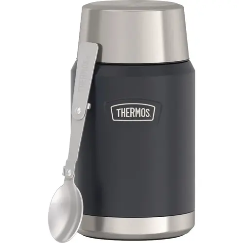 24 Oz. Stainless Steel Food Jar with Spoon, Graphite 24 Oz. Stainless Steel Food Jar with Spoon, Graphite