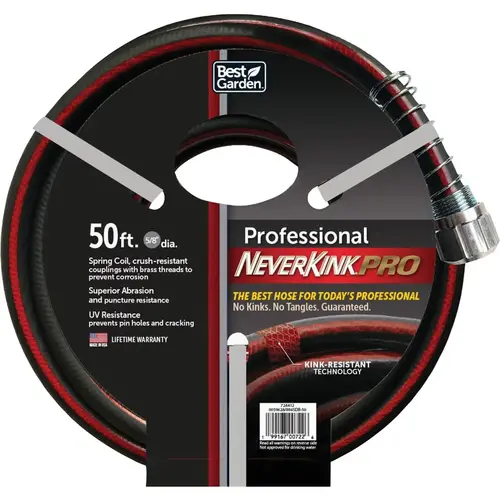 NeverKink PRO 5/8 In. x 50 Ft. Professional Duty Garden Hose Black/Red NeverKink PRO 5/8 In. x 50 Ft. Professional Duty Garden Hose Black/Red
