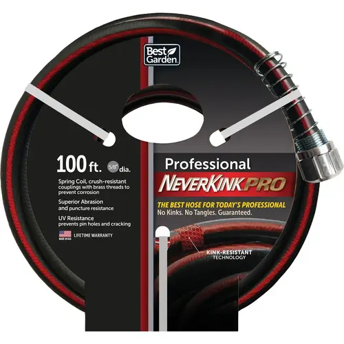 NeverKink PRO 5/8 In. x 100 Ft. Professional Duty Garden Hose Black/Red NeverKink PRO 5/8 In. x 100 Ft. Professional Duty Garden Hose Black/Red