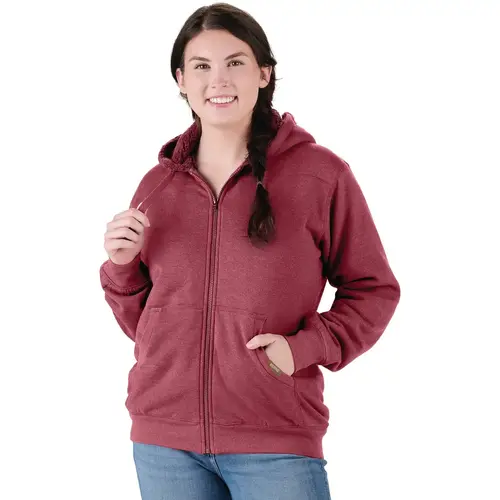 Women's Medium Sangria Sherpa-Lined Full-Zip Hooded Sweatshirt Women's Medium Sangria Sherpa-Lined Full-Zip Hooded Sweatshirt