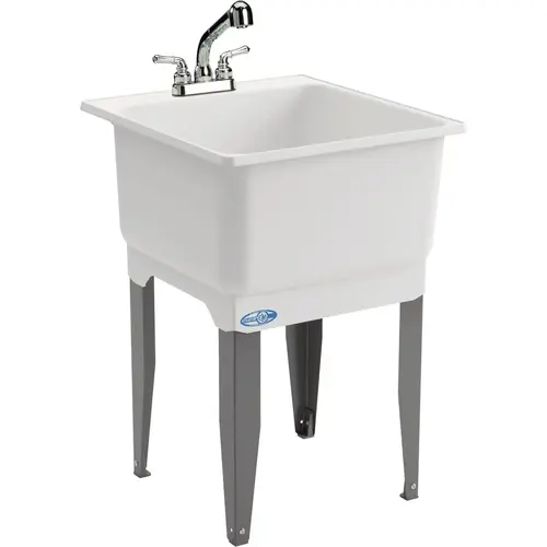 Utilatub 20 Gal. 23 In. W x 25 In. L Laundry Tub Combo Kit White Utilatub 20 Gal. 23 In. W x 25 In. L Laundry Tub Combo Kit White