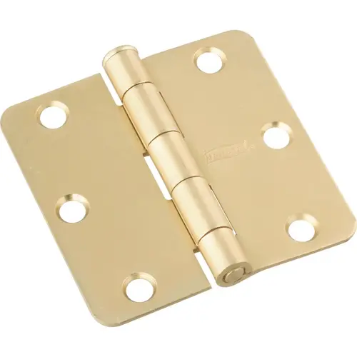 3 In. Satin Brass Door Hinge with 1/4 In. Radius, Bulk 3 In. Satin Brass Door Hinge with 1/4 In. Radius, Bulk