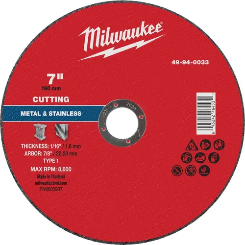 Type 1 7 In. x 1/16 In. x 7/8 In. Metal Cut-Off Wheel Type 1 7 In. x 1/16 In. x 7/8 In. Metal Cut-Off Wheel