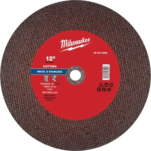 Type 1 12 In. x 1/8 In. x 20mm Metal Cut-Off Wheel Type 1 12 In. x 1/8 In. x 20mm Metal Cut-Off Wheel
