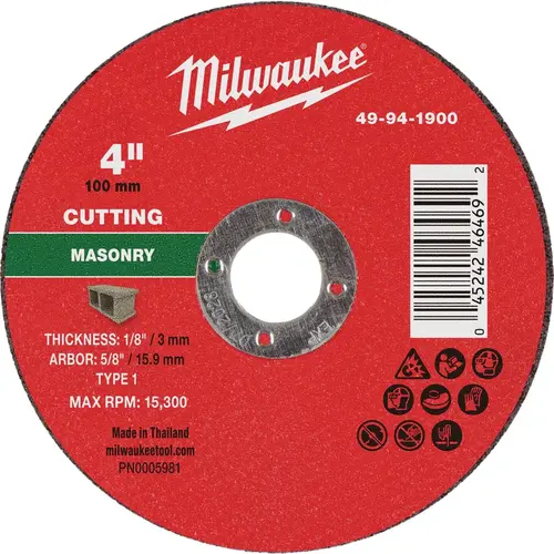 Type 1 4 In. x 1/8 In. x 5/8 In. Masonry Cut-Off Wheel Type 1 4 In. x 1/8 In. x 5/8 In. Masonry Cut-Off Wheel