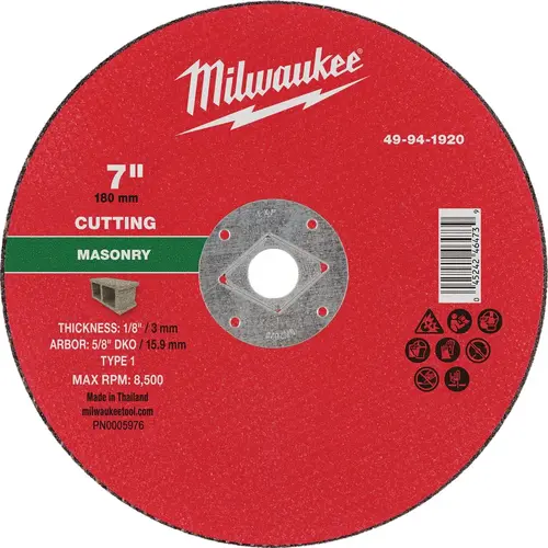 Type 1 7 In. x 1/8 In. x 5/8 In. DKO Masonry Cut-Off Wheel Type 1 7 In. x 1/8 In. x 5/8 In. DKO Masonry Cut-Off Wheel