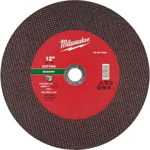 Type 1 12 In. x 1/8 In. x 1 In. Masonry Cut-Off Wheel Type 1 12 In. x 1/8 In. x 1 In. Masonry Cut-Off Wheel