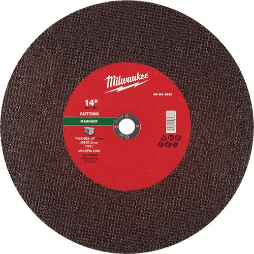 Type 1 14 In. x 1/8 In. x 1 In. Masonry Cut-Off Wheel Type 1 14 In. x 1/8 In. x 1 In. Masonry Cut-Off Wheel