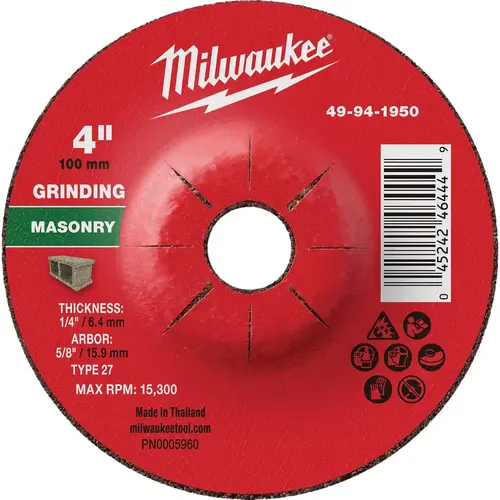 Type 27 4 In. x 1/4 In. x 5/8 In. Masonry Grinding Wheel Type 27 4 In. x 1/4 In. x 5/8 In. Masonry Grinding Wheel