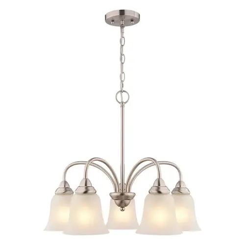 CHANDELIER 5LT SATNIC/FWG 22IN CHANDELIER 5LT SATNIC/FWG 22IN