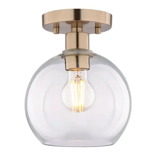 1-Light Flush Mount Ceiling Light, 7" Diameter, Satin Gold 1-Light Flush Mount Ceiling Light, 7" Diameter, Satin Gold