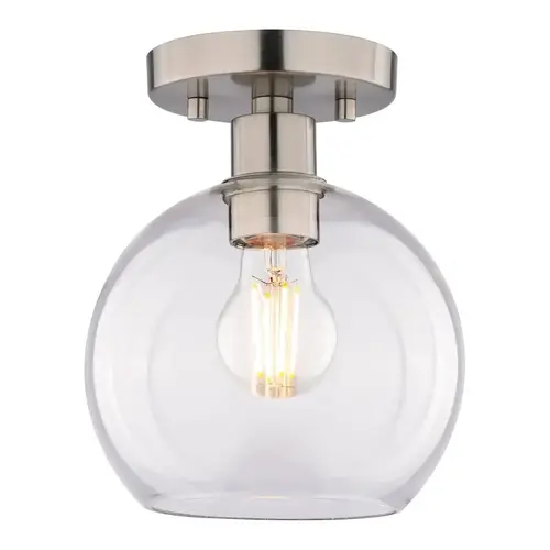 Flush Mount Ceiling Light, 1-Light, 7" Diameter, Satin Nickel Flush Mount Ceiling Light, 1-Light, 7" Diameter, Satin Nickel
