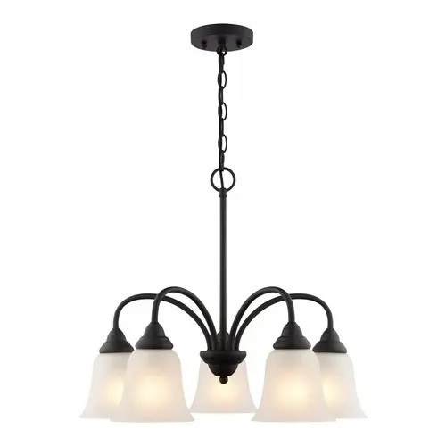 CHANDELIER 5LT MATBLK/FWG 22IN CHANDELIER 5LT MATBLK/FWG 22IN