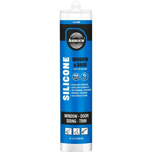 100% RTV Acetoxy Silicone Sealant, Window and Door, White, 9.5 fl oz Cartridge 100% RTV Acetoxy Silicone Sealant, Window and Door, White, 9.5 fl oz Cartridge