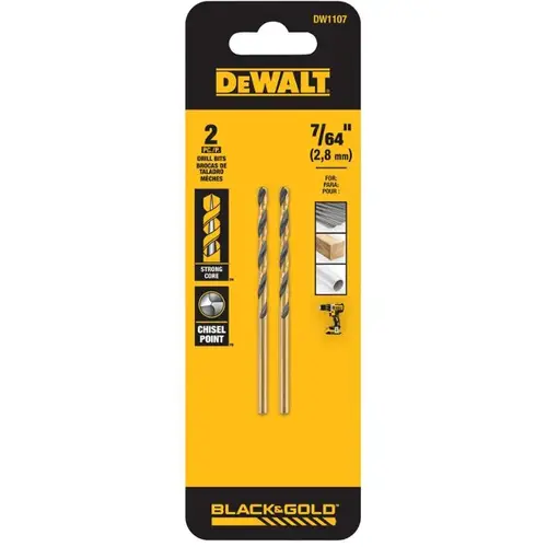 Jobber Drill Bit, 7/64 in Dia, 2-5/8 in OAL, Spiral Flute, 1-Flute, 7/64 in Dia Shank, Cylinder Shank Black Oxide Jobber Drill Bit, 7/64 in Dia, 2-5/8 in OAL, Spiral Flute, 1-Flute, 7/64 in Dia Shank, Cylinder Shank Black Oxide