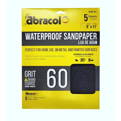 WATERPROOF 9X11 60 GRIT 5PK WATERPROOF 9X11 60 GRIT 5PK
