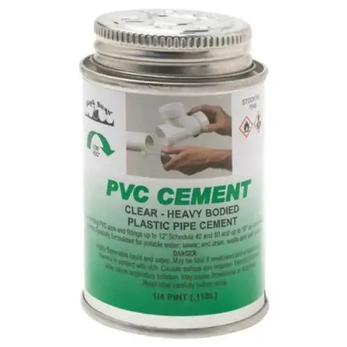 PVC Cement Heavy Duty/Bodied Clear - 1/4 pt / 4 oz PVC Cement Heavy Duty/Bodied Clear - 1/4 pt / 4 oz