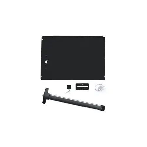 24" H Adjustable Mounting Plate With Detex V40 Rim Exit, 36", Adjustable Receiver Bracket For 3" Latch Post, Pre-Drilled Holes, Lock Box With Rim Cylinder And 2 Keys, Black Powder Coat Plate, Black V40 24" H Adjustable Mounting Plate With Detex V40 Rim Exit, 36", Adjustable Receiver Bracket For 3" Latch Post, Pre-Drilled Holes, Lock Box With Rim Cylinder And 2 Keys, Black Powder Coat Plate, Black V40