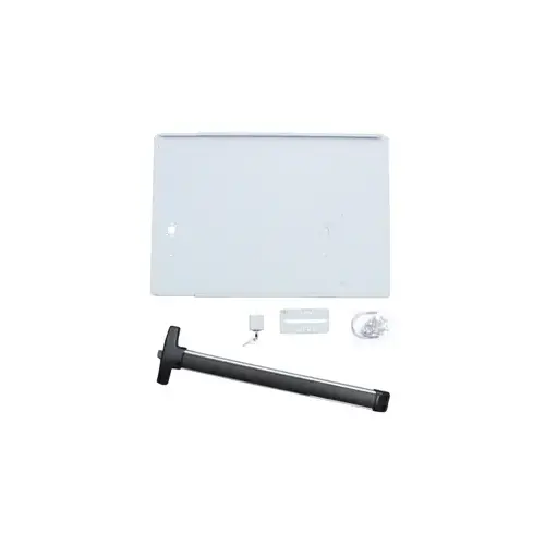 24" H Adjustable Mounting Plate With Detex V40 Rim Exit, 48", Adjustable Receiver Bracket For 3" Latch Post, Pre-Drilled Holes, Lock Box With Rim Cylinder And 2 Keys, Silver Powder Coat Plate, Black V40 24" H Adjustable Mounting Plate With Detex V40 Rim Exit, 48", Adjustable Receiver Bracket For 3" Latch Post, Pre-Drilled Holes, Lock Box With Rim Cylinder And 2 Keys, Silver Powder Coat Plate, Black V40