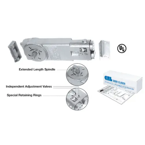 CRL Heavy-Duty 105 degree Hold Open 3/4 Long Spindle Overhead Concealed Closer Body With Mounting Clips CRL9270