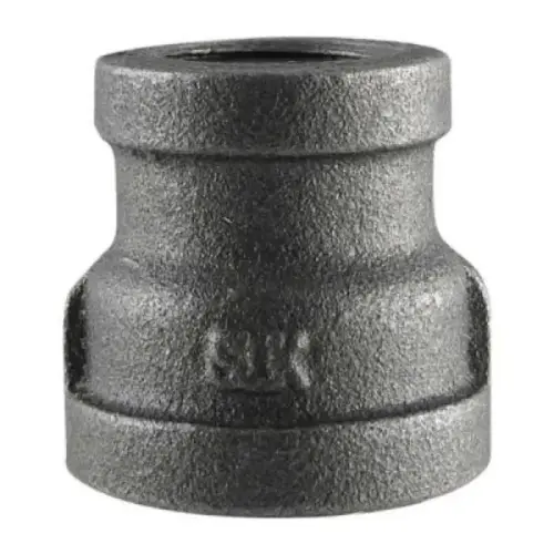Malleable Iron Reducing Coupling, 1-1/4" x 1/2", Black Malleable Iron Reducing Coupling, 1-1/4" x 1/2", Black