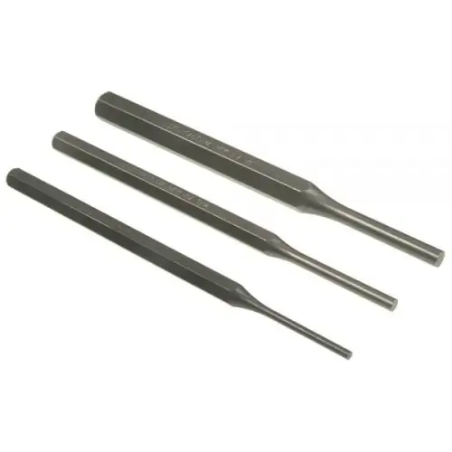 3 pc Long Pin Punch Set 1/8", 3/16", 1/4" 3 pc Long Pin Punch Set 1/8", 3/16", 1/4"