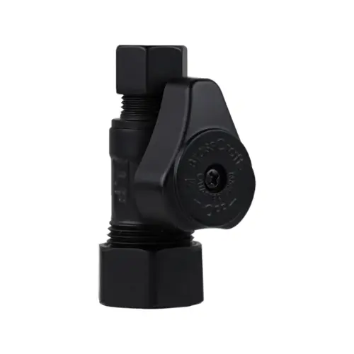 Straight Stop Valve, 1/2" Nom Comp x 3/8" OD Comp, 1/4-Turn, Matte Black Straight Stop Valve, 1/2" Nom Comp x 3/8" OD Comp, 1/4-Turn, Matte Black