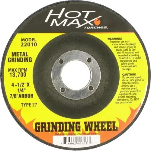 HBLESS GRIND WHEEL TP27 1/4 X 7/8 X4-1/2 IN HBLESS GRIND WHEEL TP27 1/4 X 7/8 X4-1/2 IN