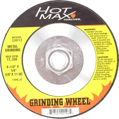 GRINDNG WHEEL TP27 1/4 X 5/8 X 4-1/2 IN GRINDNG WHEEL TP27 1/4 X 5/8 X 4-1/2 IN