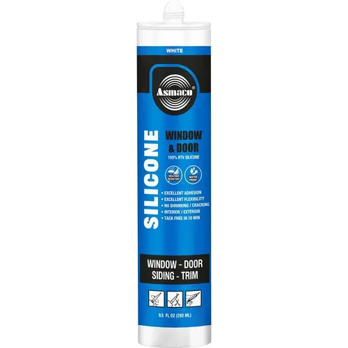 ASMACO Window & Door Silicone Sealant 9.5 fl oz - White ASMACO Window & Door Silicone Sealant 9.5 fl oz - White