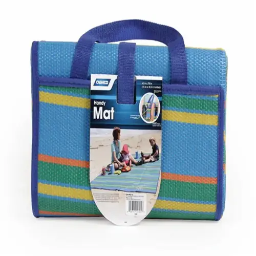 RV Outdoor Mat, 60" x 78", Blue/Green Stripe RV Outdoor Mat, 60" x 78", Blue/Green Stripe