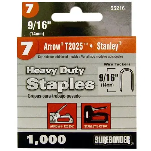 STAPLES ARROW HD #7 9/16IN CROWN 1000/BX STAPLES ARROW HD #7 9/16IN CROWN 1000/BX