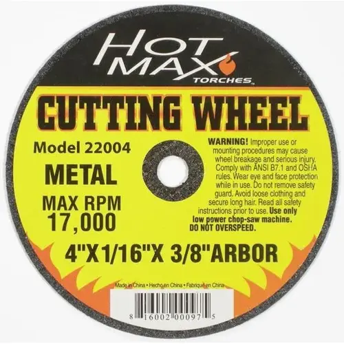 TP-1 CUT OFF WHEEL 1/16 X 3/8 X 4 IN TP-1 CUT OFF WHEEL 1/16 X 3/8 X 4 IN