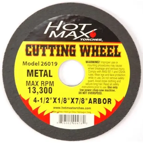 CUT OFF WHEEL TP-1 1/8 X 7/8 X 4-1/2 IN CUT OFF WHEEL TP-1 1/8 X 7/8 X 4-1/2 IN