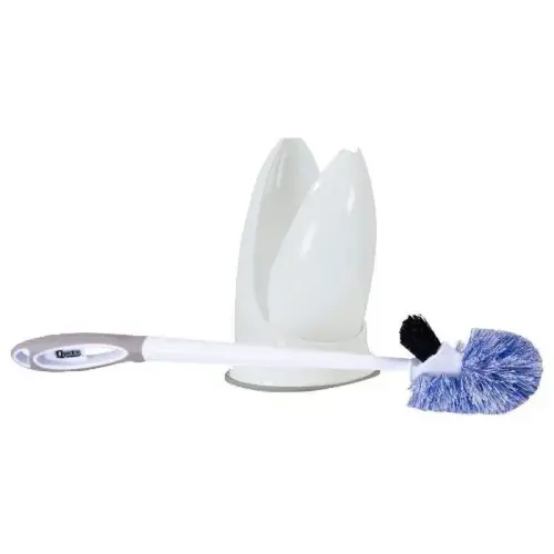 Polypropylene Bristle Toilet Bowl Brush with White Caddy and Microban Protection Polypropylene Bristle Toilet Bowl Brush with White Caddy and Microban Protection