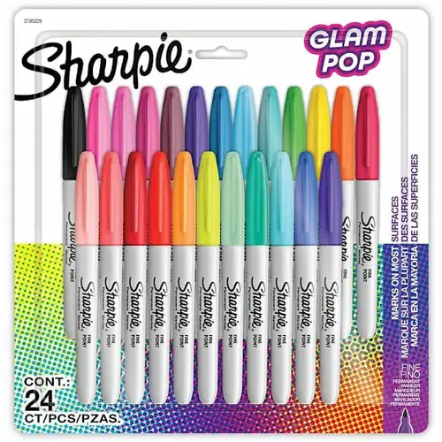 Sharpie Glam Pop Permanent Markers Assorted Colors - pack of 24 Sharpie Glam Pop Permanent Markers Assorted Colors - pack of 24