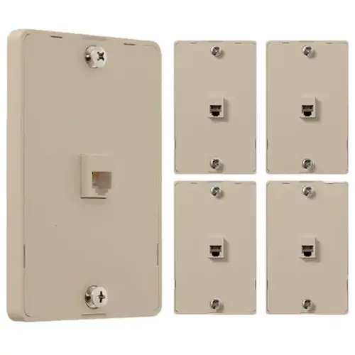 1-Port Telephone Jack, Rj11 Connection, White - pack of 5 1-Port Telephone Jack, Rj11 Connection, White - pack of 5