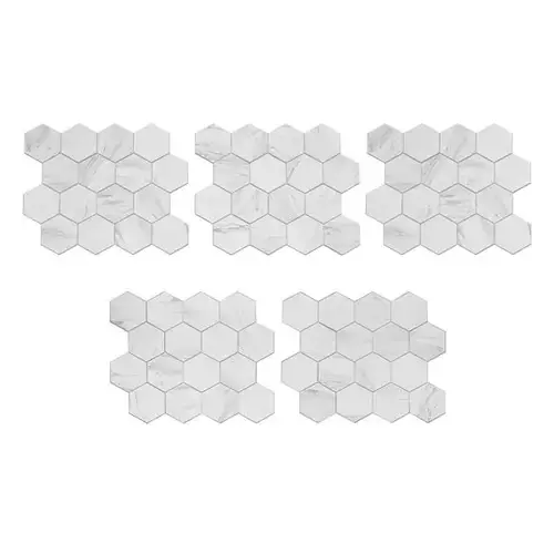 Collage Backsplash Tile, Peel & Stick, Carrara Hex - pack of 5 Collage Backsplash Tile, Peel & Stick, Carrara Hex - pack of 5