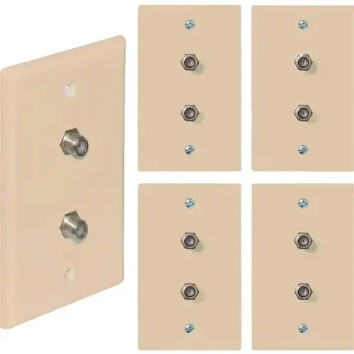 Newhouse Hardware Dual TV/Cable Wall Plate - Ivory, DUTVP-IV-05 - pack of 5 Newhouse Hardware Dual TV/Cable Wall Plate - Ivory, DUTVP-IV-05 - pack of 5