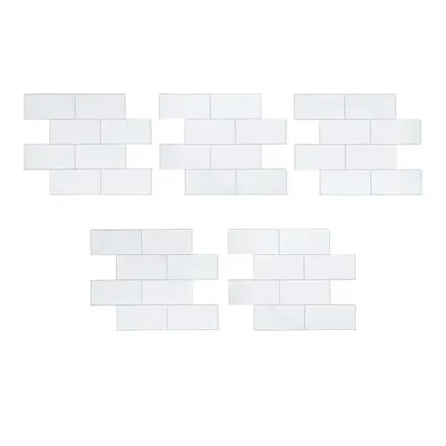 Collage Backsplash Tile, Peel & Stick, Carrara Subway - pack of 5 Collage Backsplash Tile, Peel & Stick, Carrara Subway - pack of 5