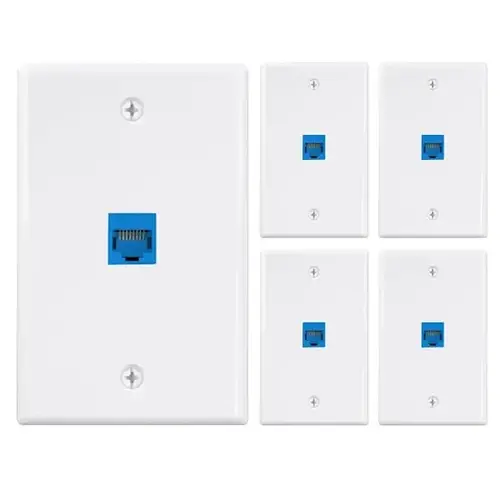 Ethernet Wall Plate, White - pack of 5 Ethernet Wall Plate, White - pack of 5